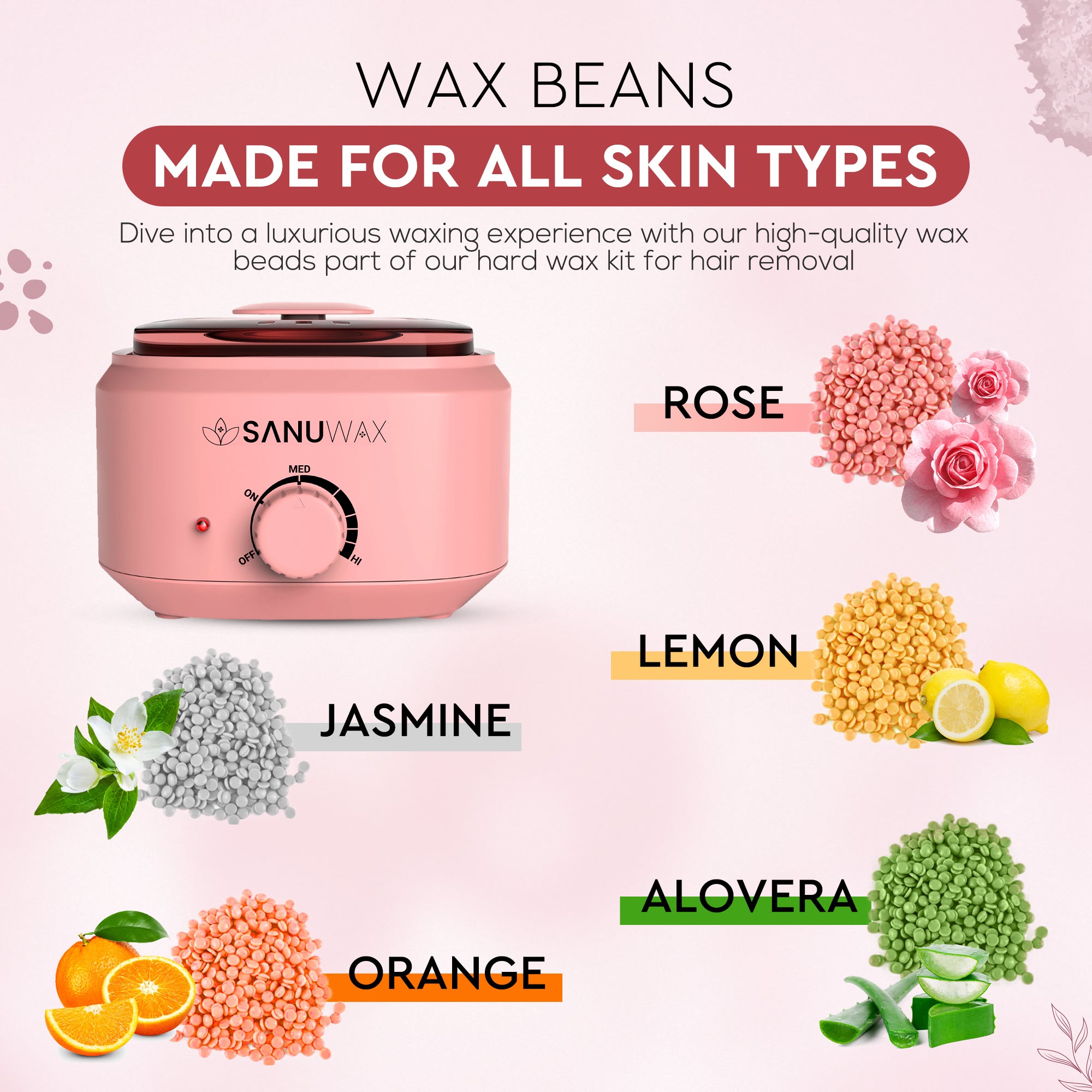 Sanu Wax Home Waxing Kit Black: Digital Wax Warmer Kit for Brazilian Bikini Coarse Hair Removal with 14oz Hard Wax Beads for Eyebrow, Legs, Armpit, Face, and Pre &amp; After Wax Spray