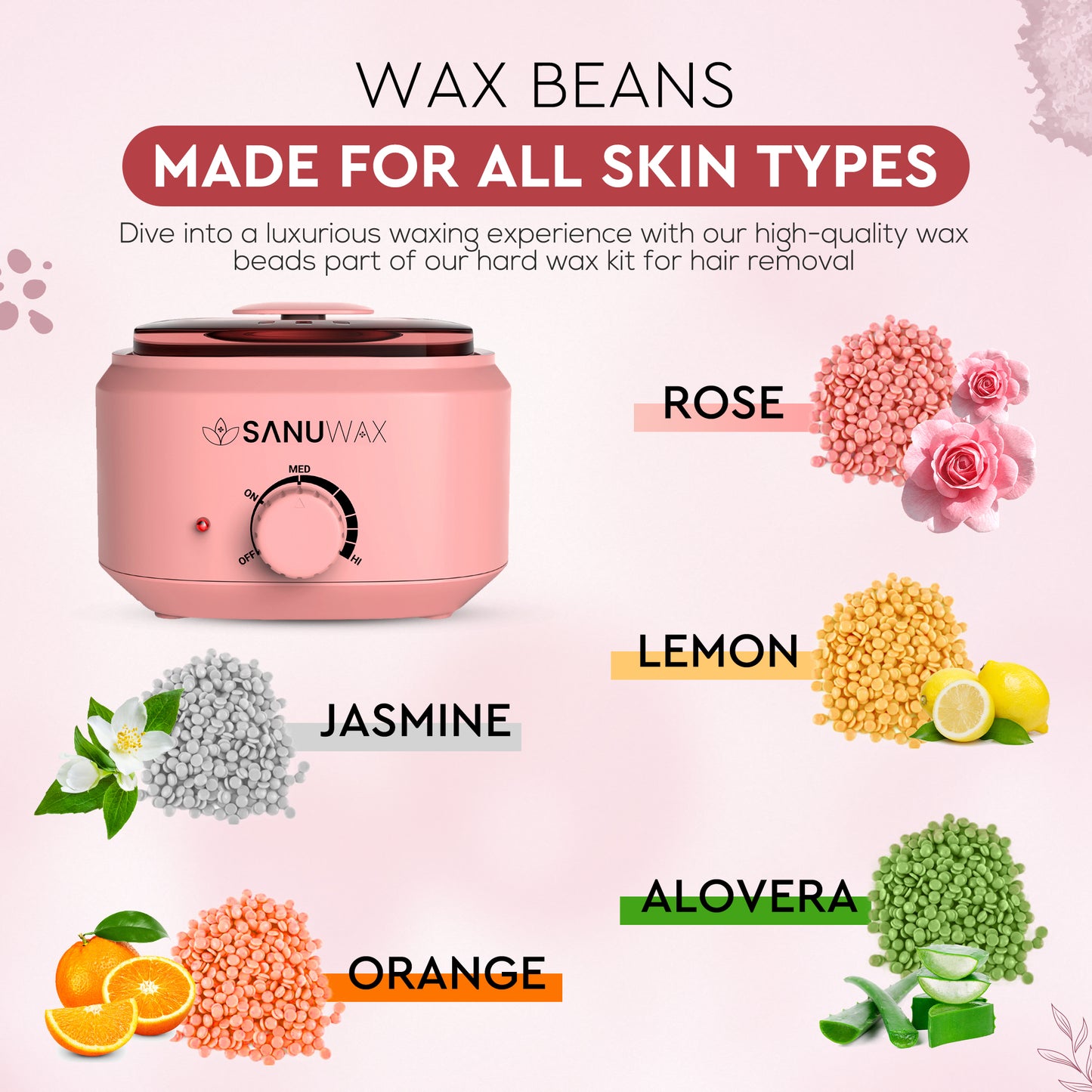 Sanu Wax Home Waxing Kit Black: Digital Wax Warmer Kit for Brazilian Bikini Coarse Hair Removal with 14oz Hard Wax Beads for Eyebrow, Legs, Armpit, Face, and Pre &amp; After Wax Spray