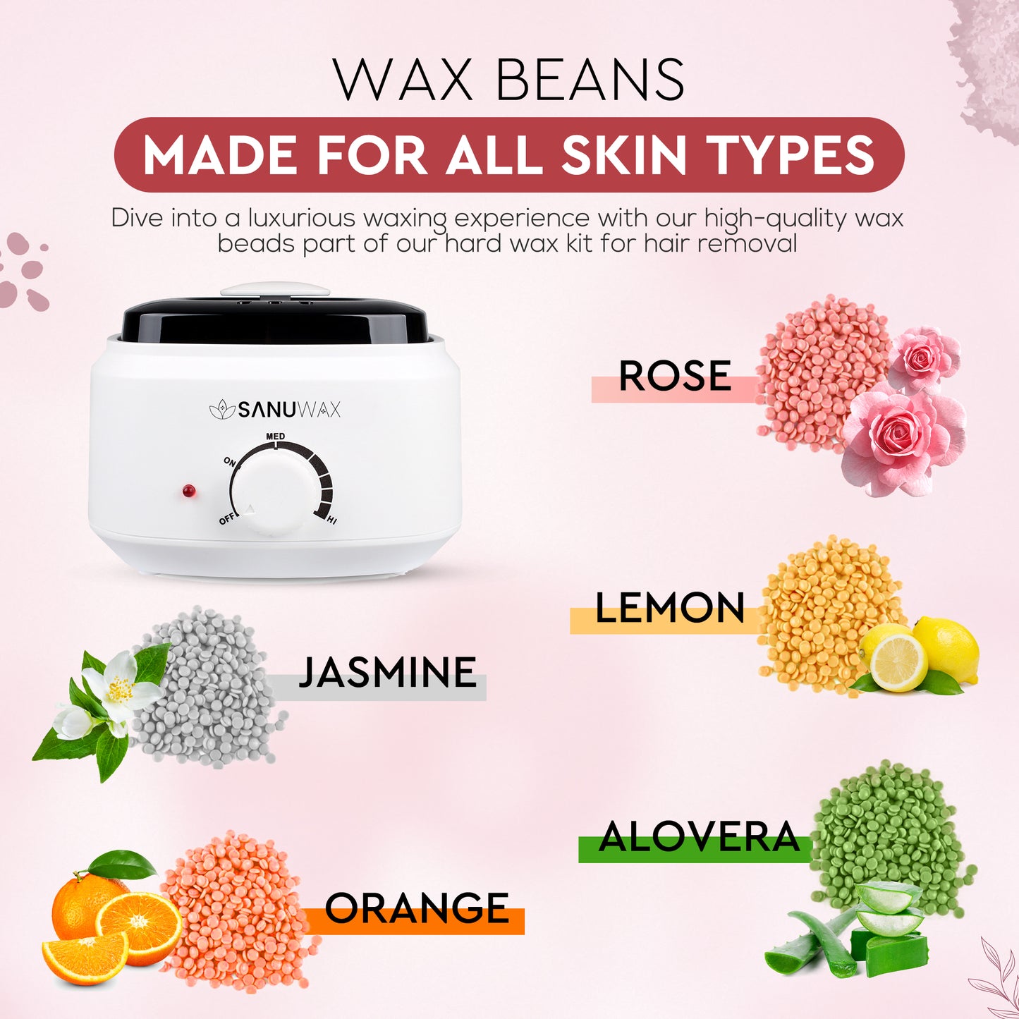 Sanu Wax Home Waxing Kit Black: Digital Wax Warmer Kit for Brazilian Bikini Coarse Hair Removal with 14oz Hard Wax Beads for Eyebrow, Legs, Armpit, Face, and Pre &amp; After Wax Spray