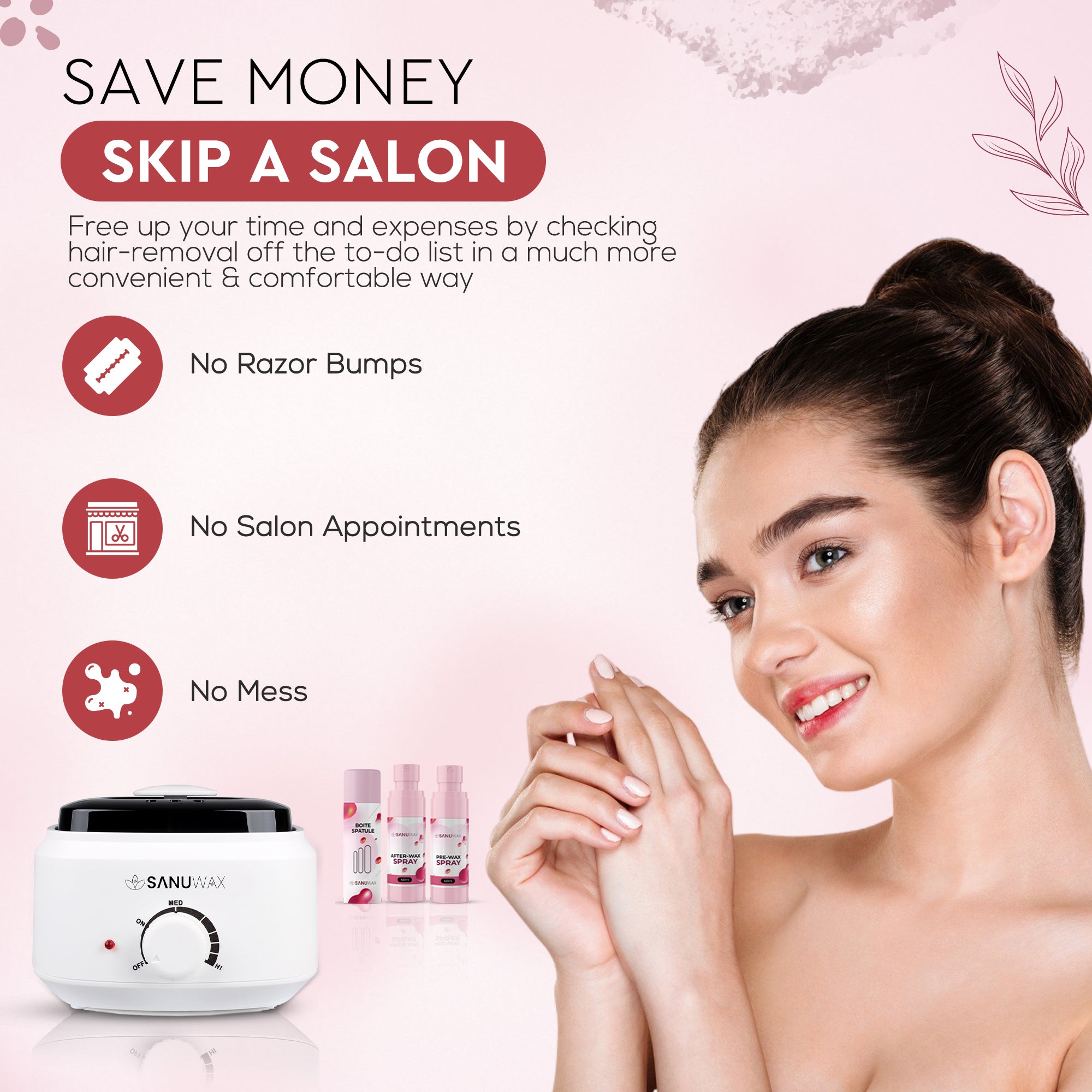 Sanu Wax Home Waxing Kit Black: Digital Wax Warmer Kit for Brazilian Bikini Coarse Hair Removal with 14oz Hard Wax Beads for Eyebrow, Legs, Armpit, Face, and Pre &amp; After Wax Spray