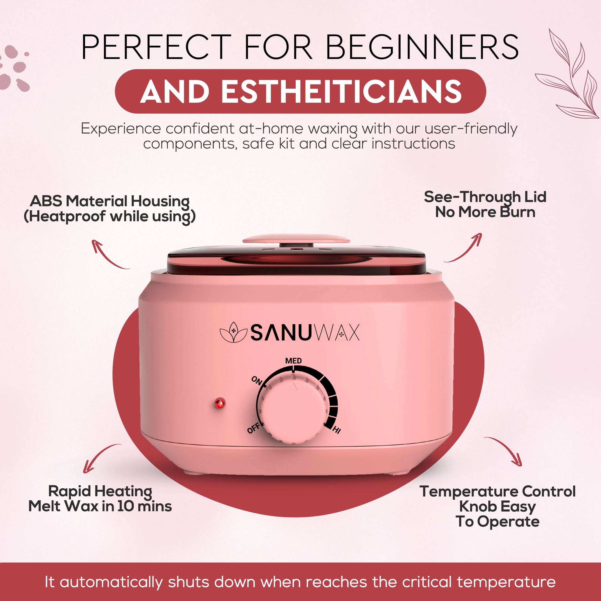 Sanu Wax Home Waxing Kit Black: Digital Wax Warmer Kit for Brazilian Bikini Coarse Hair Removal with 14oz Hard Wax Beads for Eyebrow, Legs, Armpit, Face, and Pre &amp; After Wax Spray