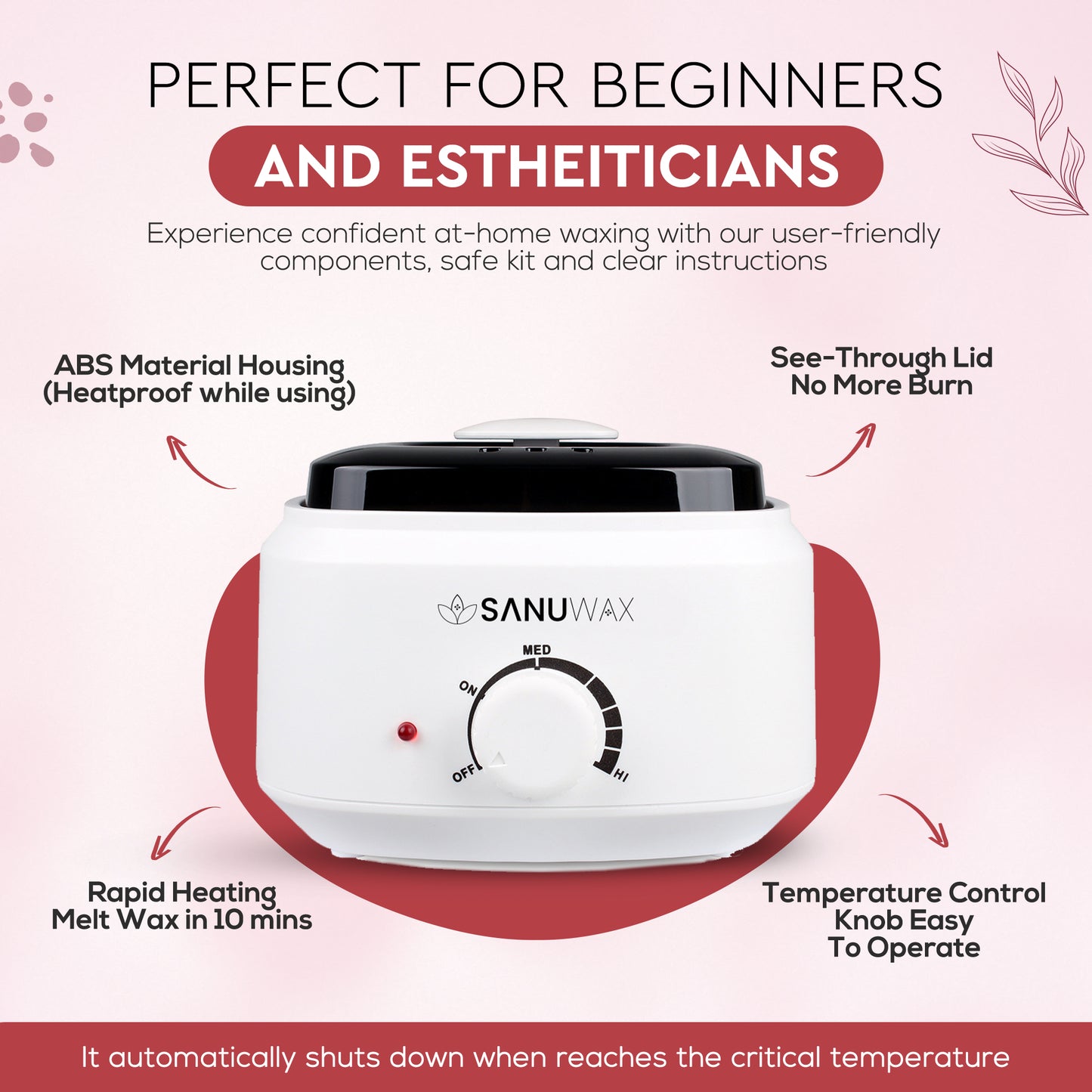 Sanu Wax Home Waxing Kit Black: Digital Wax Warmer Kit for Brazilian Bikini Coarse Hair Removal with 14oz Hard Wax Beads for Eyebrow, Legs, Armpit, Face, and Pre &amp; After Wax Spray